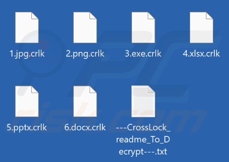 Files encrypted by CrossLock ransomware (.crlk extension)