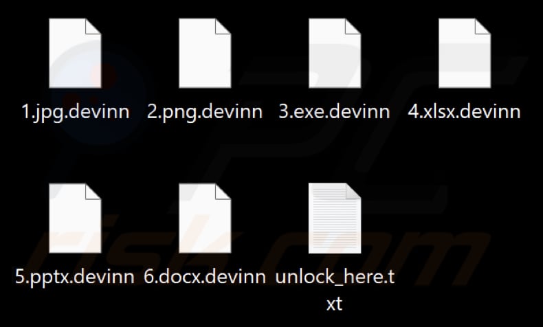 Files encrypted by DVN ransomware (.devinn extension)
