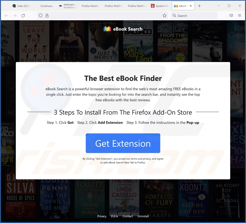 Website used to promote eBook Search browser hijacker