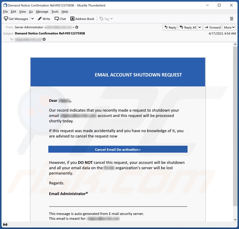 EMAIL ACCOUNT SHUTDOWN REQUEST Email Scam Removal And Recovery Steps