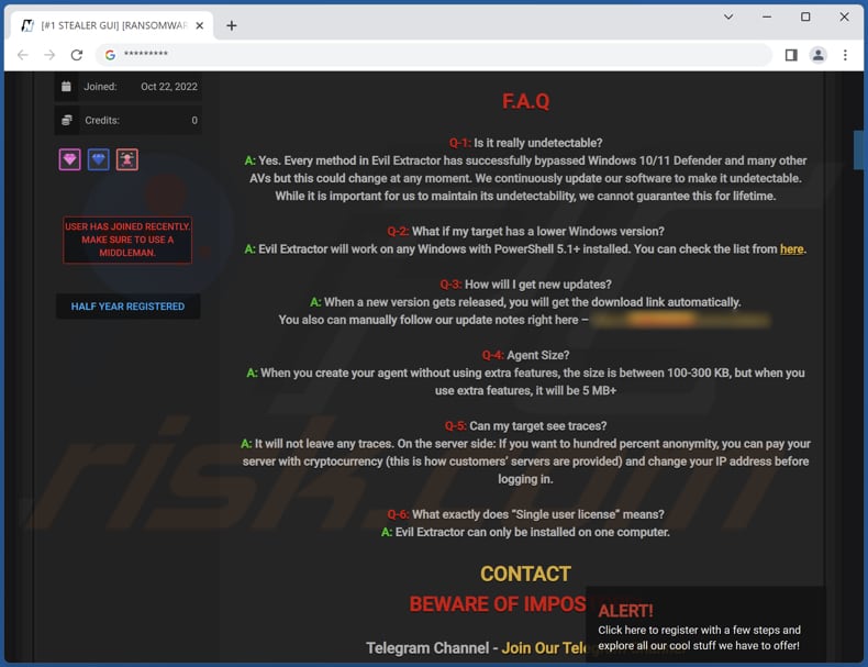 Evil Extractor malware hacker forum