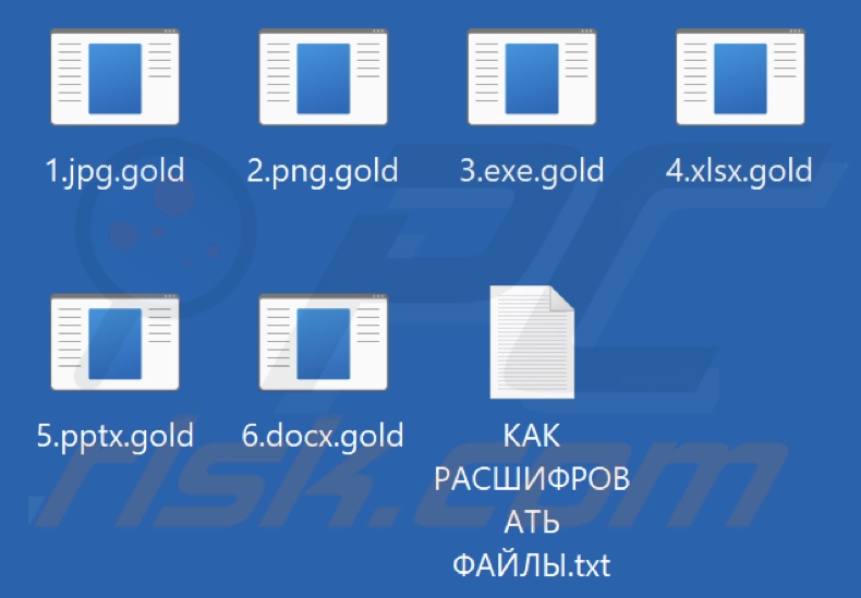 Files encrypted by Gold (Xorist) ransomware (.gold extension)