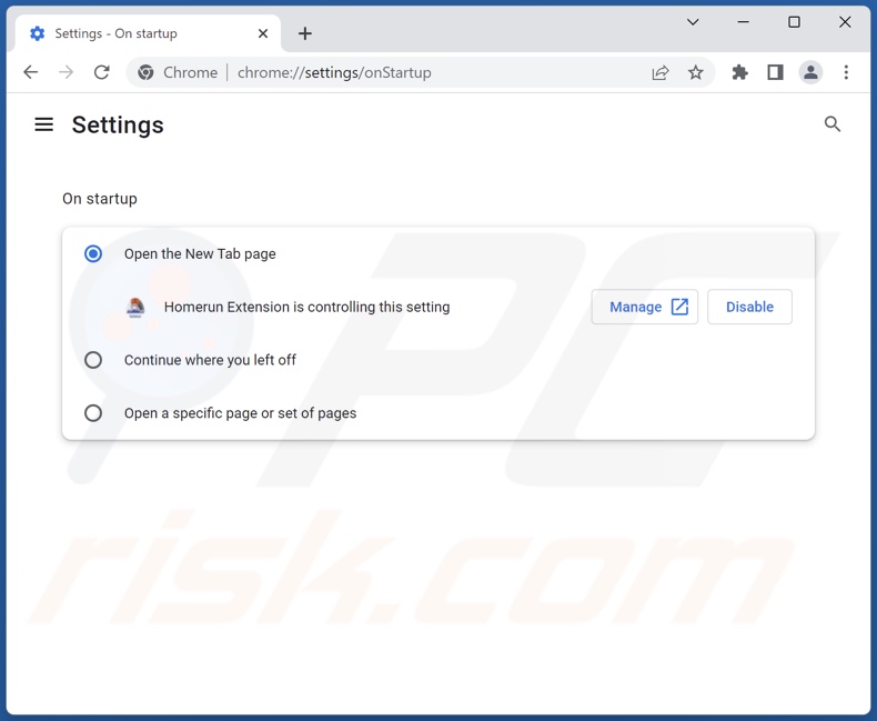 Removing search.homerun.fun from Google Chrome homepage