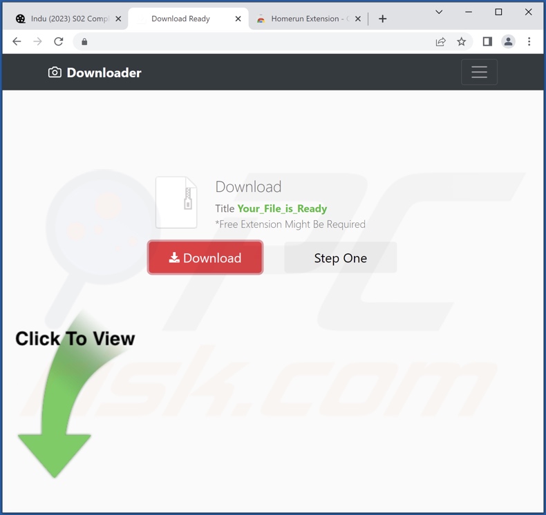 Deceptive website used to promote Homerun Extension browser hijacker