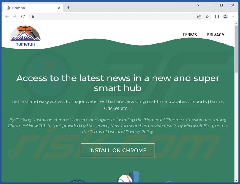 Website used to promote Homerun Extension browser hijacker