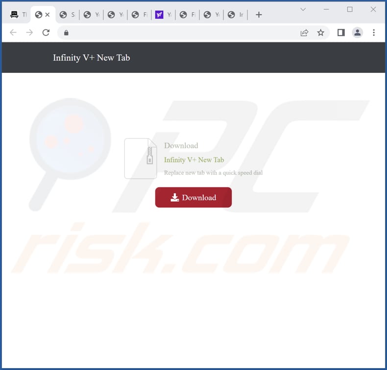 Infinity V+ New Tab browser hijacker deceptive promoter