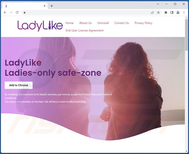 Website used to promote Lady Like browser hijacker