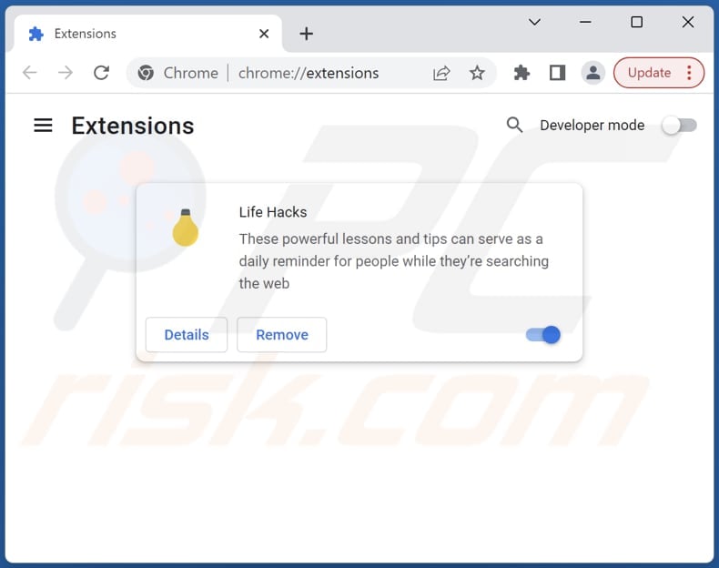Removing search.lifehacks-tab.com related Google Chrome extensions