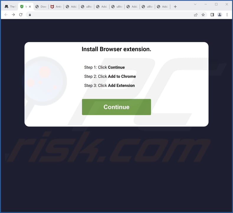 Deceptive website promoting Oceans - New Tab browser hijacker