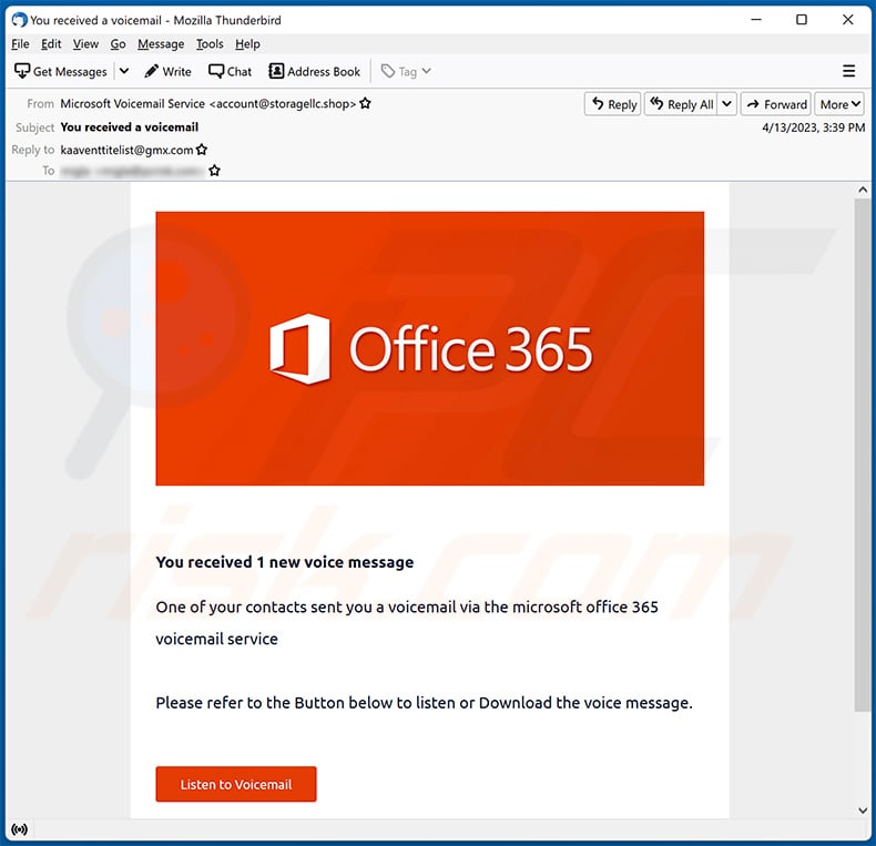 Office 365 email scam (2023-04-20)