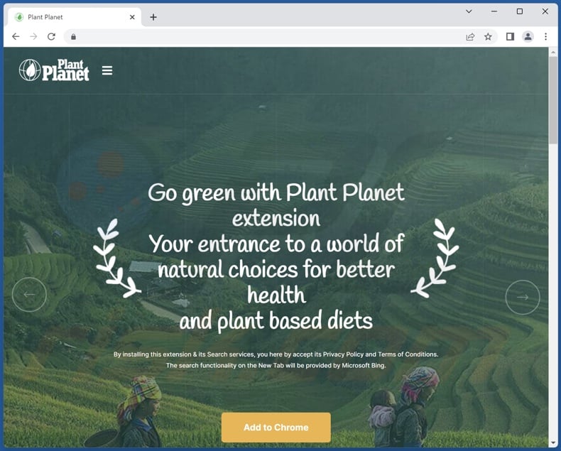 Website used to promote Plant Planet browser hijacker