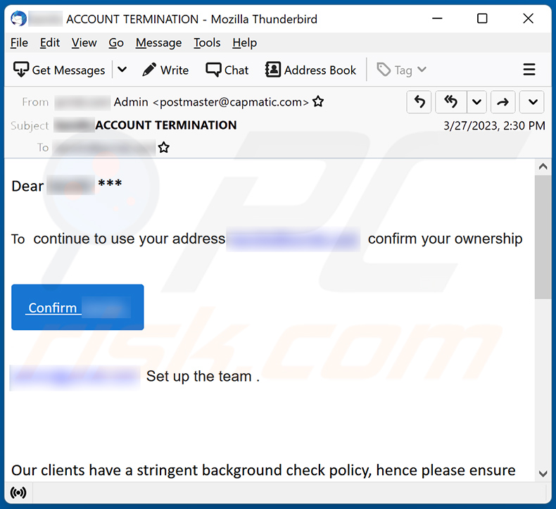Please Confirm Your Account email scam (2023-04-04)