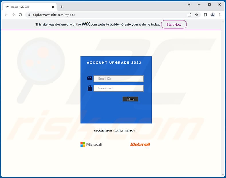 Phishing site promoted via Please Confirm Your Account email scam (2023-04-04)