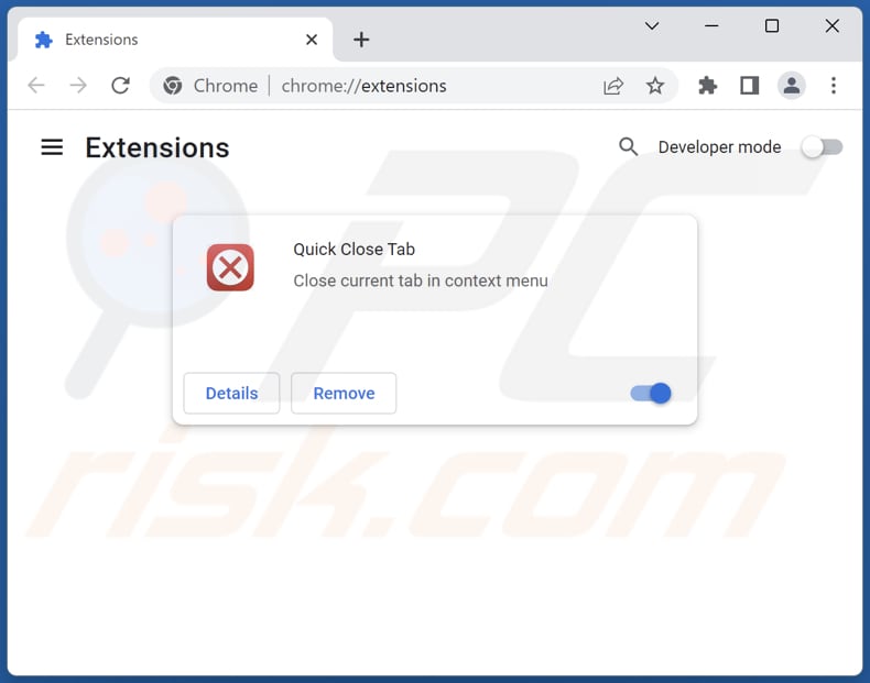 Removing Quick Close Tab adware from Google Chrome step 2