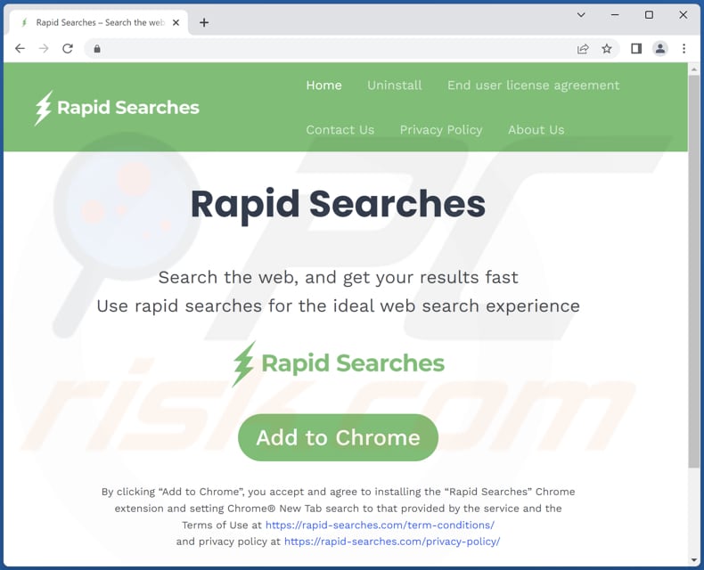 Rapid Search browser hijacker promoter