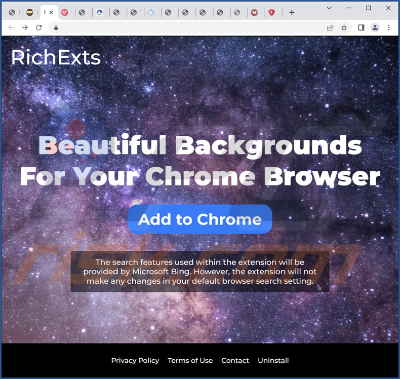 Website used to promote RichExts browser hijacker