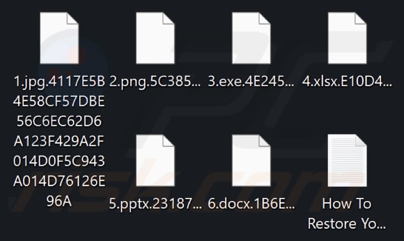 Files encrypted by RTM Locker ransomware (random extension)