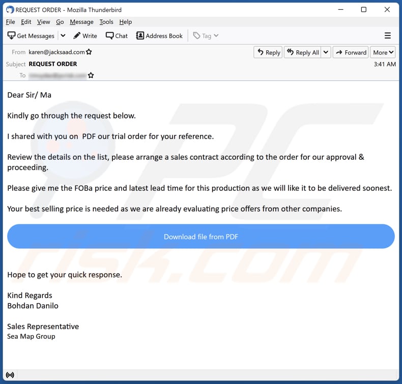 Sales Contract email scam