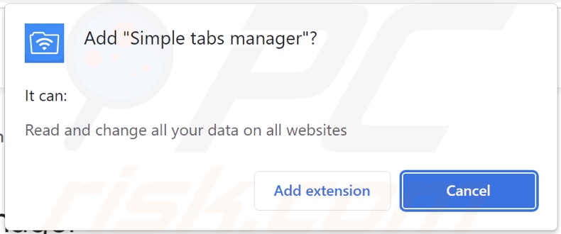 Simple tabs manager adware asking for permissions