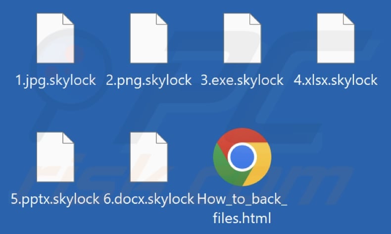 Files encrypted by Skylock ransomware (.skylock extension)