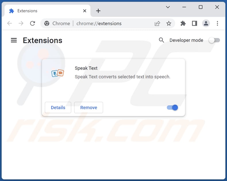 Removing search.speak-text-tab.com related Google Chrome extensions