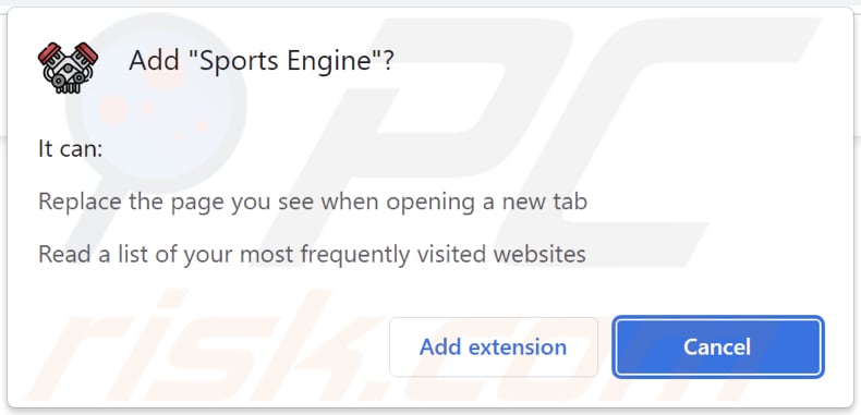 Sports Engine browser hijacker asking for permissions