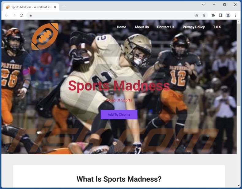 Website used to promote Sports Madness browser hijacker
