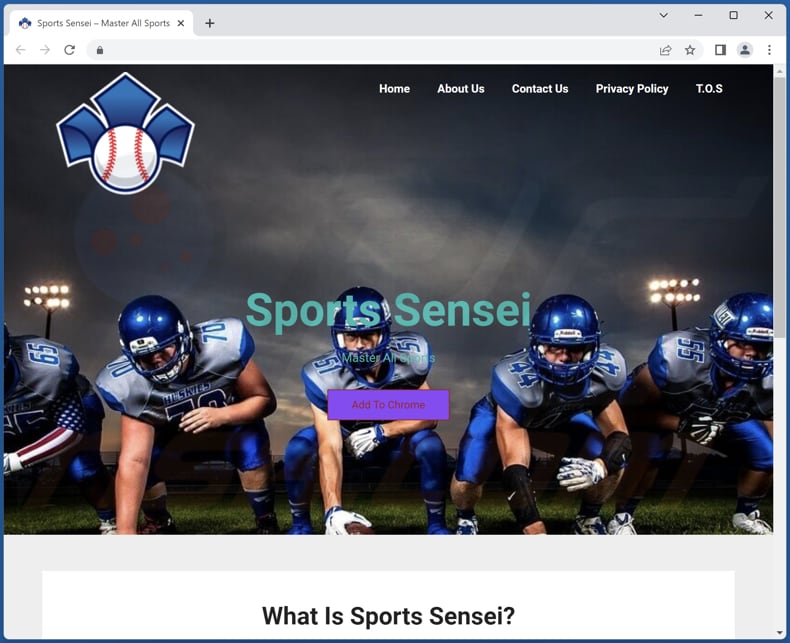 Website used to promote Sports Sensei browser hijacker