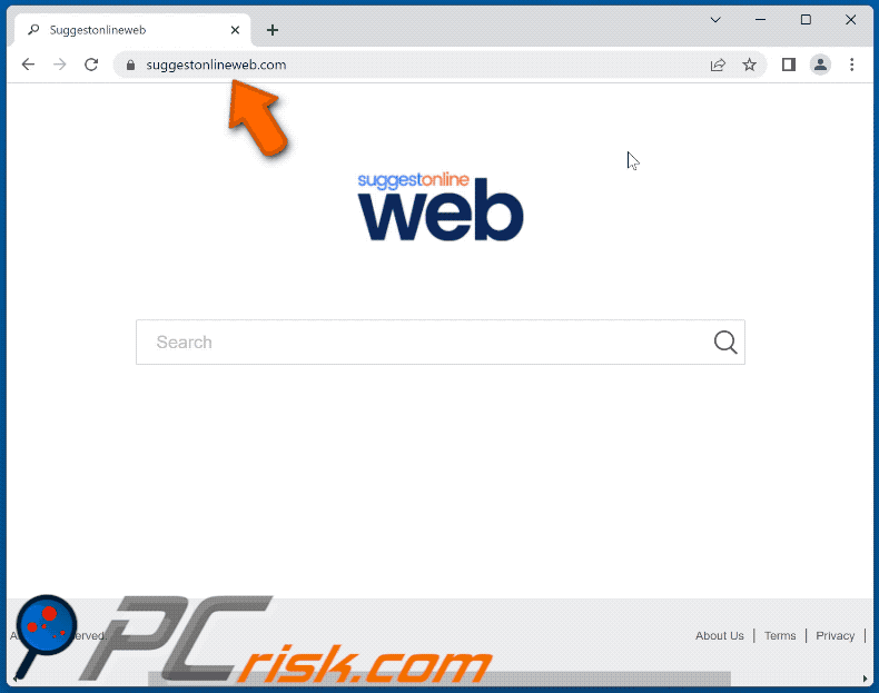 suggestonlineweb.com redirect appearance (GIF)