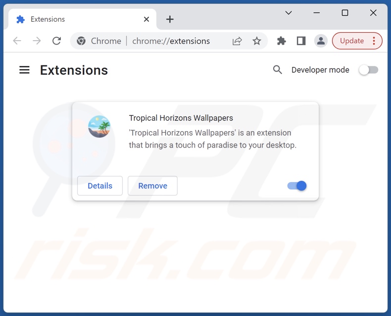 Removing search.tropicalhorizonext.com related Google Chrome extensions