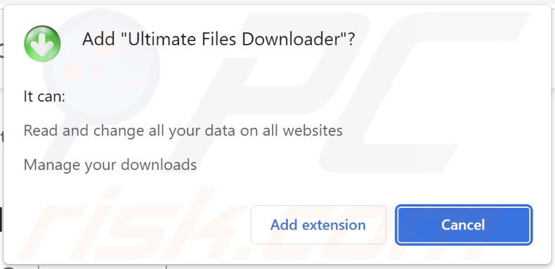Ultimate Files Downloader adware asking for permissions