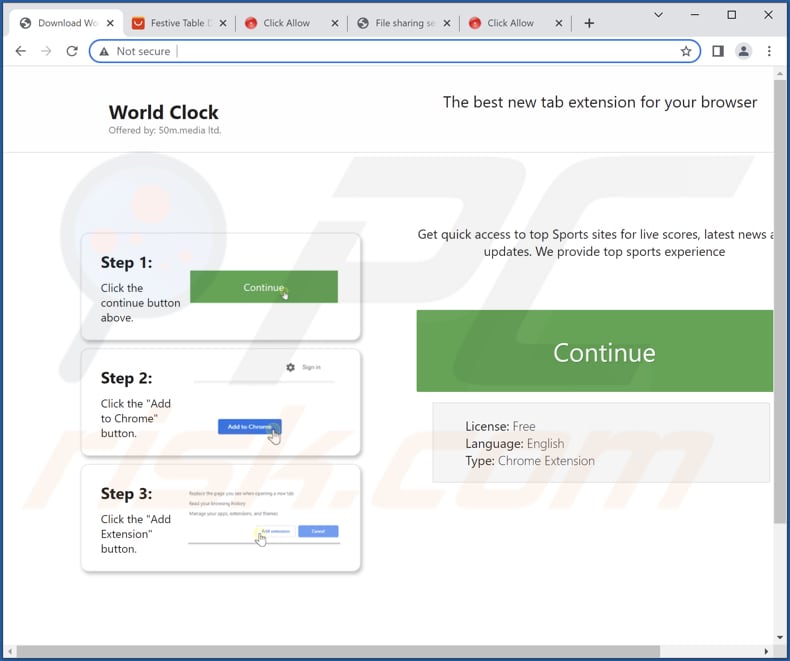 Website used to promote Unitab World Clock browser hijacker
