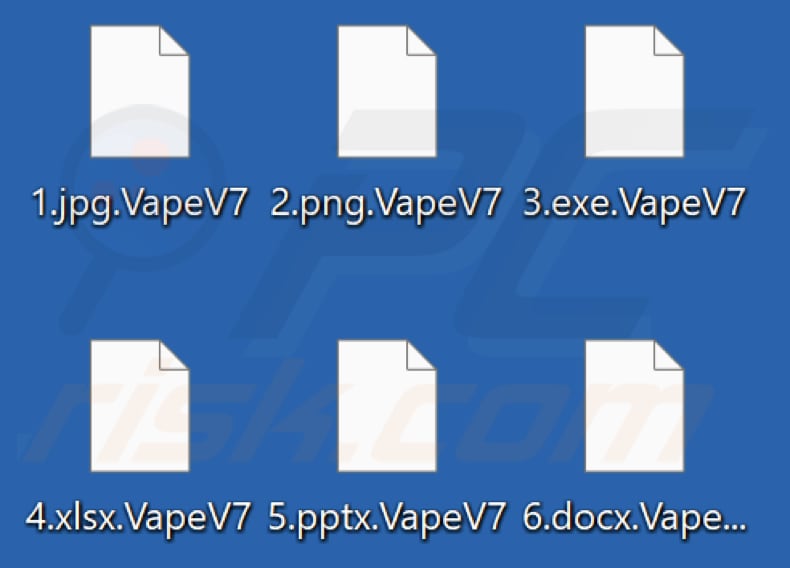 Files encrypted by VapeV7 ransomware (.VapeV7 extension)
