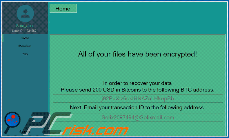 VapeV7 ransomware ransom note (pop-up window)