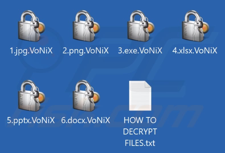 Files encrypted by VoNiX ransomware (.VoNiX extension)
