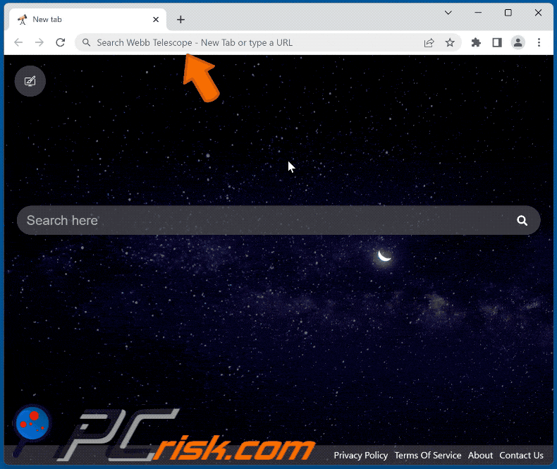 Webb Telescope - New Tab browser hijacker webbtelescopenewtab.com redirects to bing.com