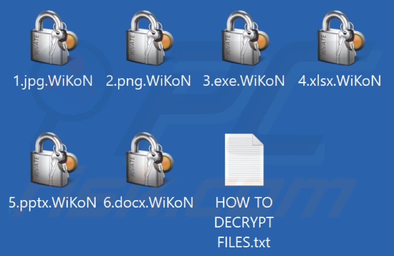 Files encrypted by WiKoN ransomware (.WiKoN extension)