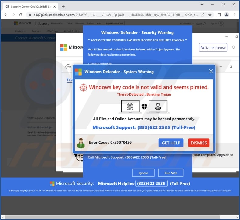 Windows Key Code Is Not Valid And Seems Pirated scam