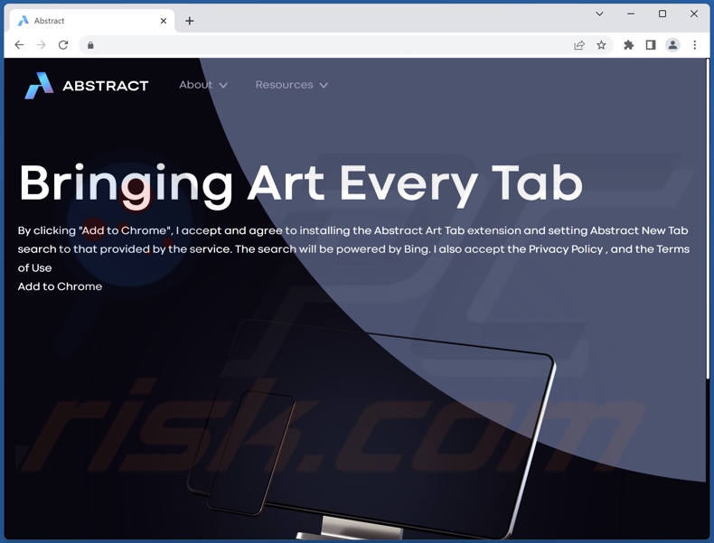 Website used to promote Abstract Art Tab browser hijacker