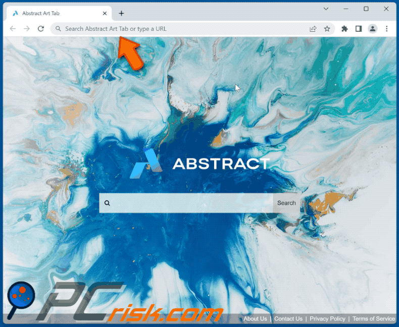 Abstract Art Tab browser hijacker redirecting to Bing (GIF)