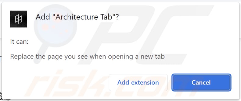Architecture Tab browser hijacker asking for permissions