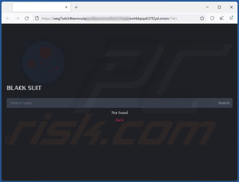 BlackSuit ransomware Tor website