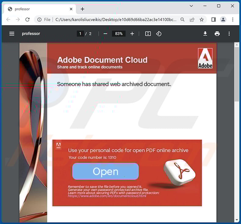 PDF document spreading Bumblebee malware