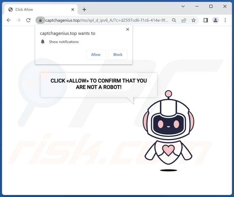 captchagenius[.]top pop-up redirects