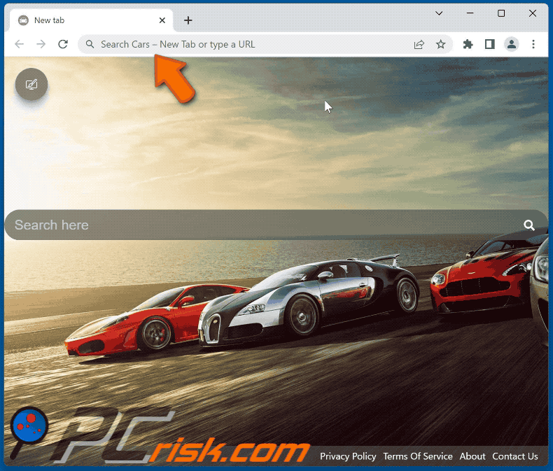 Cars – New Tab browser hijacker redirecting to Bing (GIF)