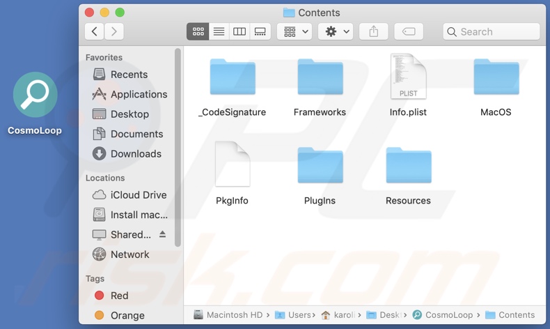 CosmoLoop adware install folder