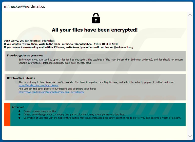 Crypt ransomware pop-up window (2023-05-09)