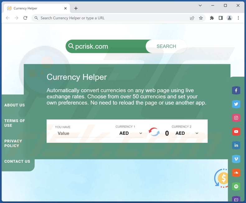 currencyhelperext.com browser hijacker