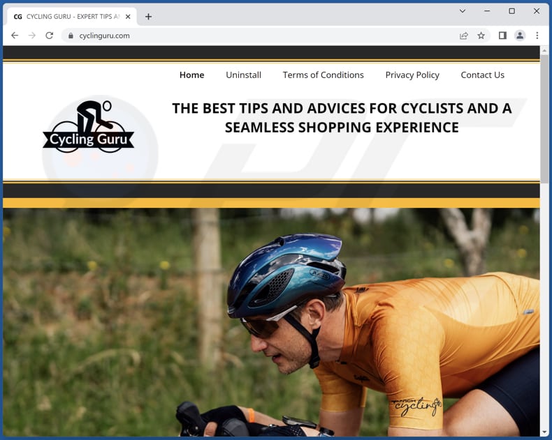 Website used to promote CyclinGuru browser hijacker