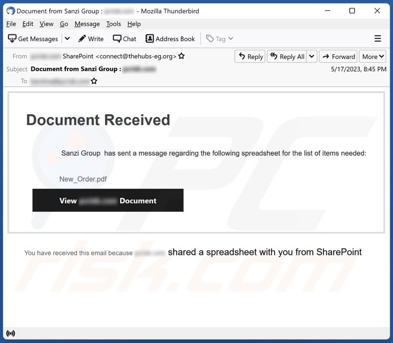 Document Received email spam campaign